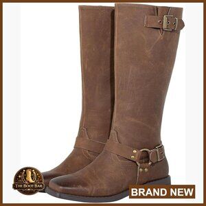Wide Calf Knee High Boots with Adjustable Buckle, Low Heel, Square Toe
